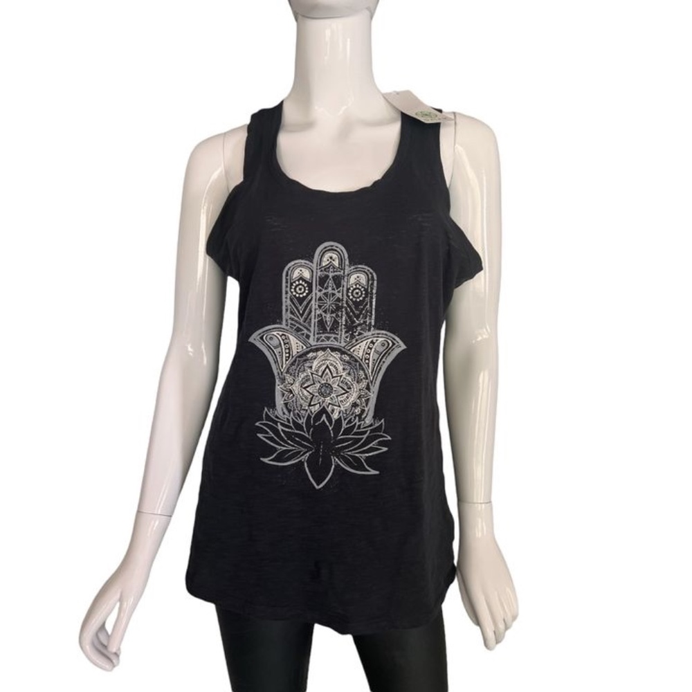 Gaiam Women's Tank Top | Black | Mudra | Boho I Medium - Large